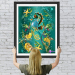 Seepferdchen im Grünen Meer Diamond Painting