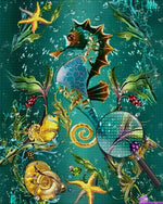 Seepferdchen im Grünen Meer Diamond Painting
