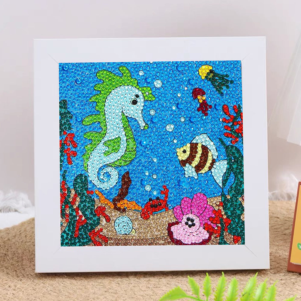 Seepferdchen und kleine Fische Mini-Kristallpünktchen Diamond Painting