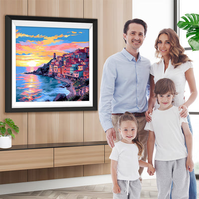 Seestadt am Abend Diamond Painting