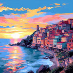 Seestadt am Abend Diamond Painting