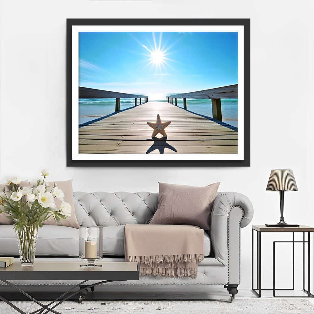 Seestern auf der hölzernen Brücke Diamond Painting