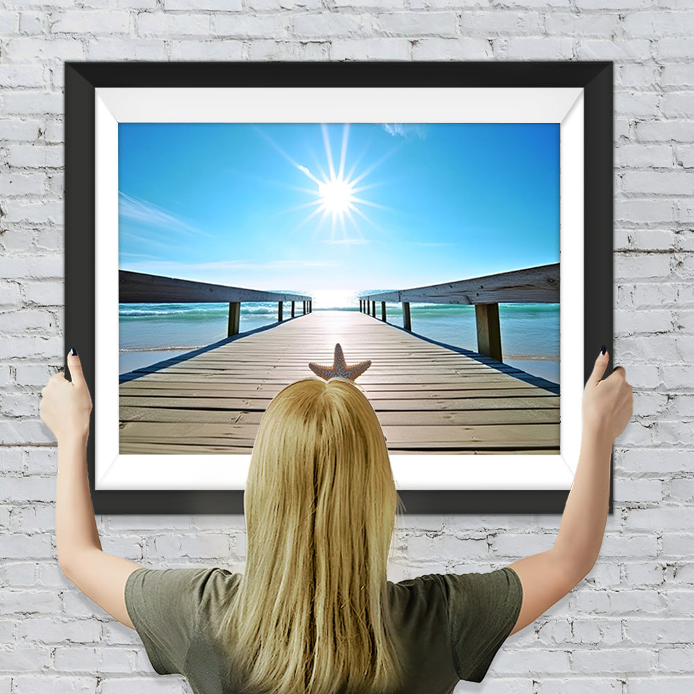 Seestern auf der hölzernen Brücke Diamond Painting