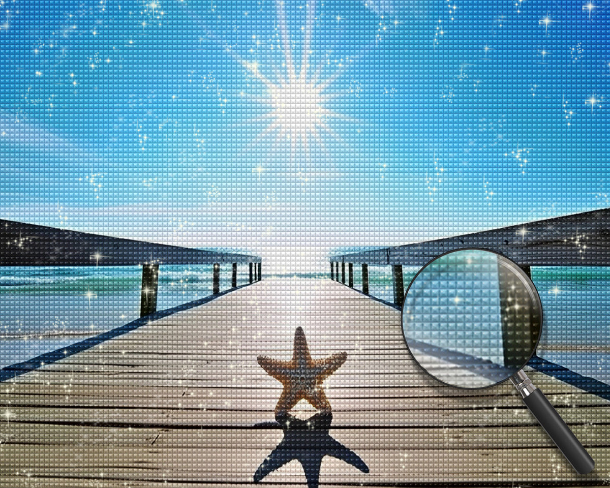 Seestern auf der hölzernen Brücke Diamond Painting