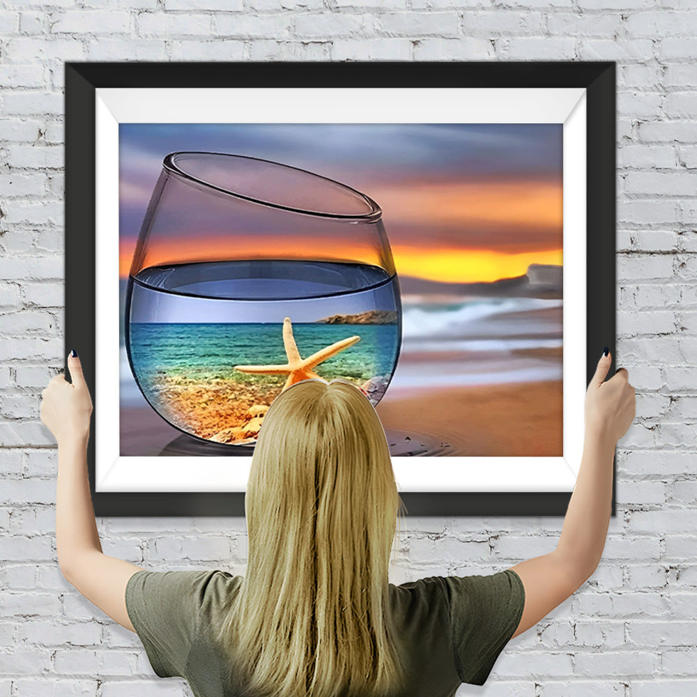 Seestern im Glas am Strand Diamond Painting