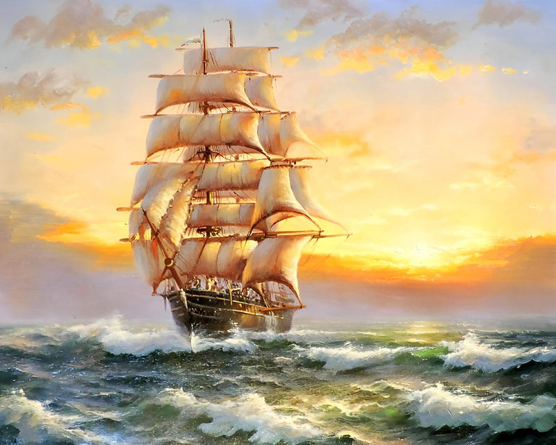 Segelboot auf dem Meer Diamond Painting