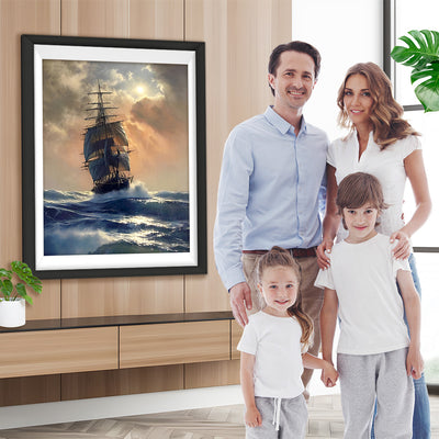 Segelboot unter dunklen Wolken Diamond Painting