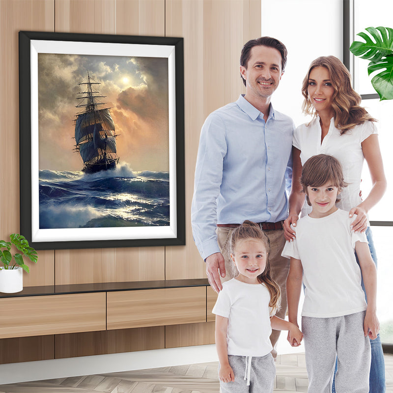 Segelboot unter dunklen Wolken Diamond Painting