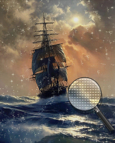 Segelboot unter dunklen Wolken Diamond Painting