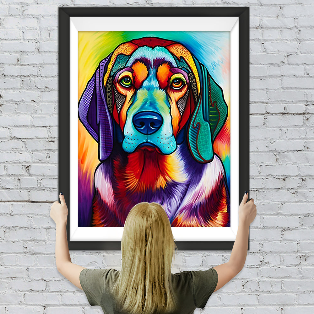 Seriöser bunter Hund Diamond Painting