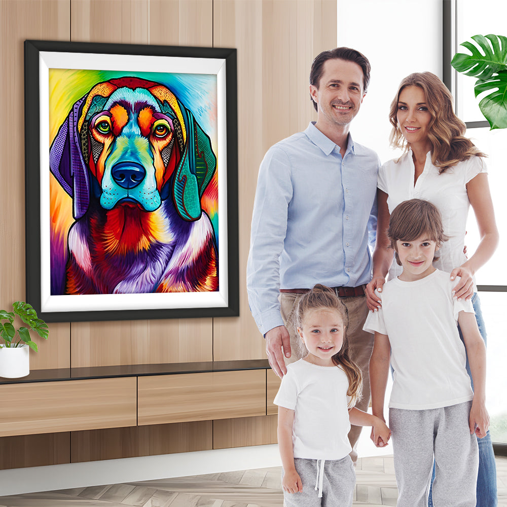 Seriöser bunter Hund Diamond Painting