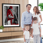 Sexy Frau in Rot an der Wand Diamond Painting