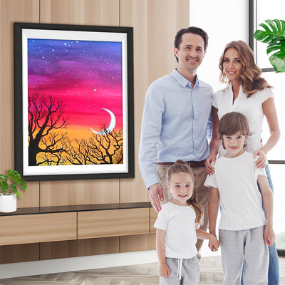 Sichelmond und Baum-Schatten Diamond Painting