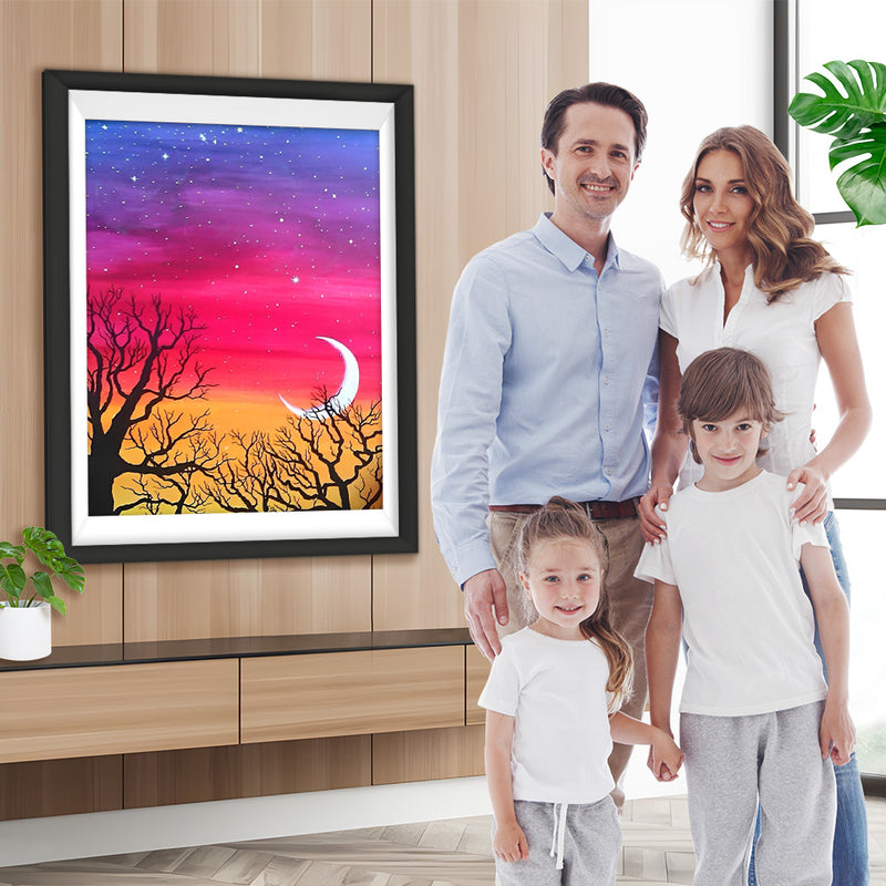 Sichelmond und Baum-Schatten Diamond Painting