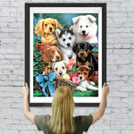 Sieben Hunde und Tulpen Diamond Painting