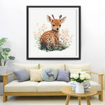 Sikahirsch in den Blumen Diamond Painting