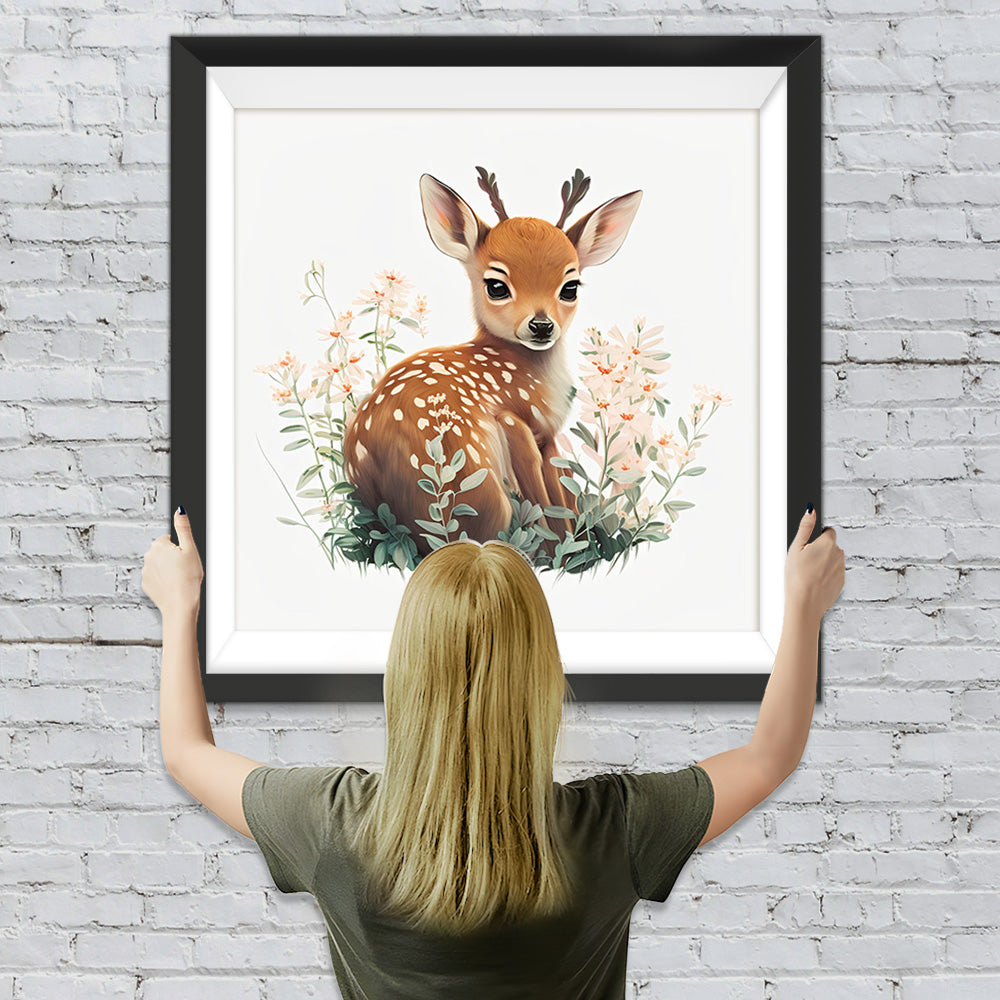 Sikahirsch in den Blumen Diamond Painting