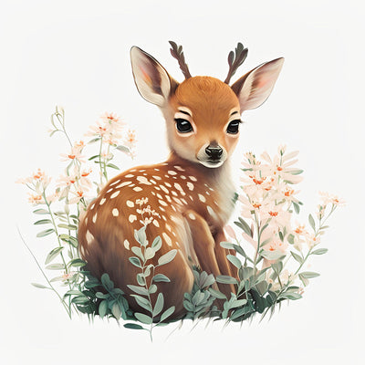 Sikahirsch in den Blumen Diamond Painting