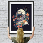 Silberne Space Marine und rosa Blumen Diamond Painting