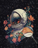 Silberne Space Marine und rosa Blumen Diamond Painting