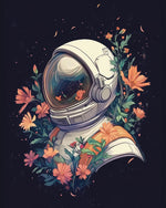 Silberne Space Marine und rosa Blumen Diamond Painting