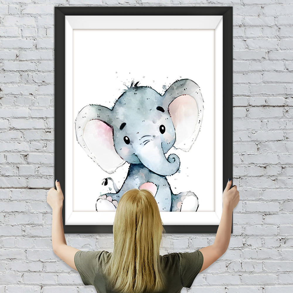 Sitzender Cartoon-Elefant Diamond Painting