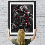 Skelett-Braut und Bräutigam auf Motorrad Diamond Painting