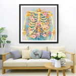 Skelett und rosa Blumen Diamond Painting