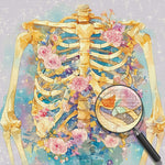 Skelett und rosa Blumen Diamond Painting