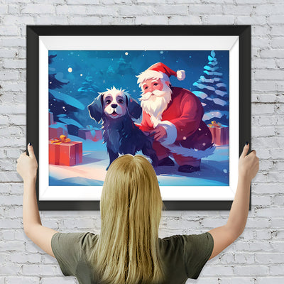 Snata und Schwarzer Hund Diamond Painting