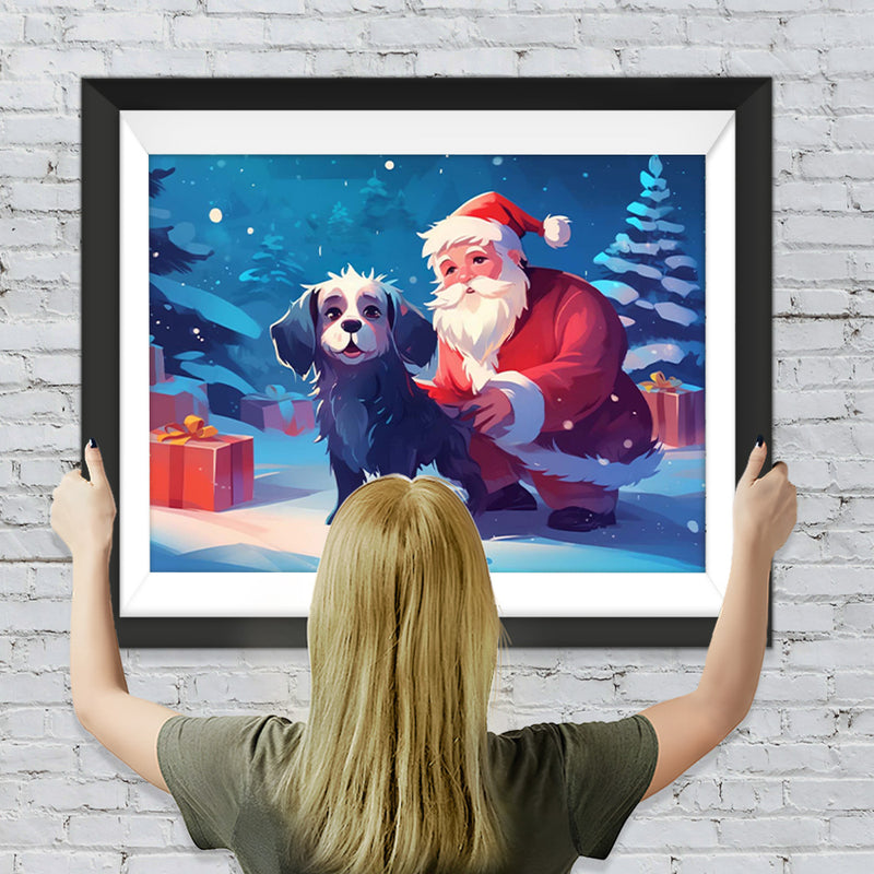 Snata und Schwarzer Hund Diamond Painting
