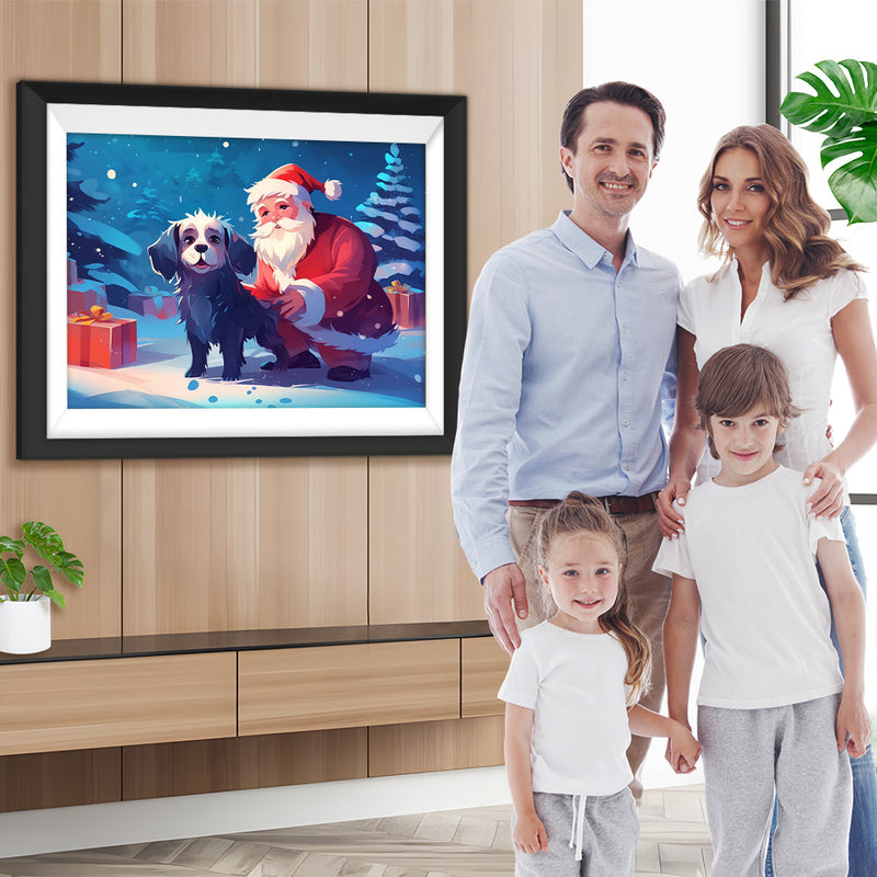 Snata und Schwarzer Hund Diamond Painting