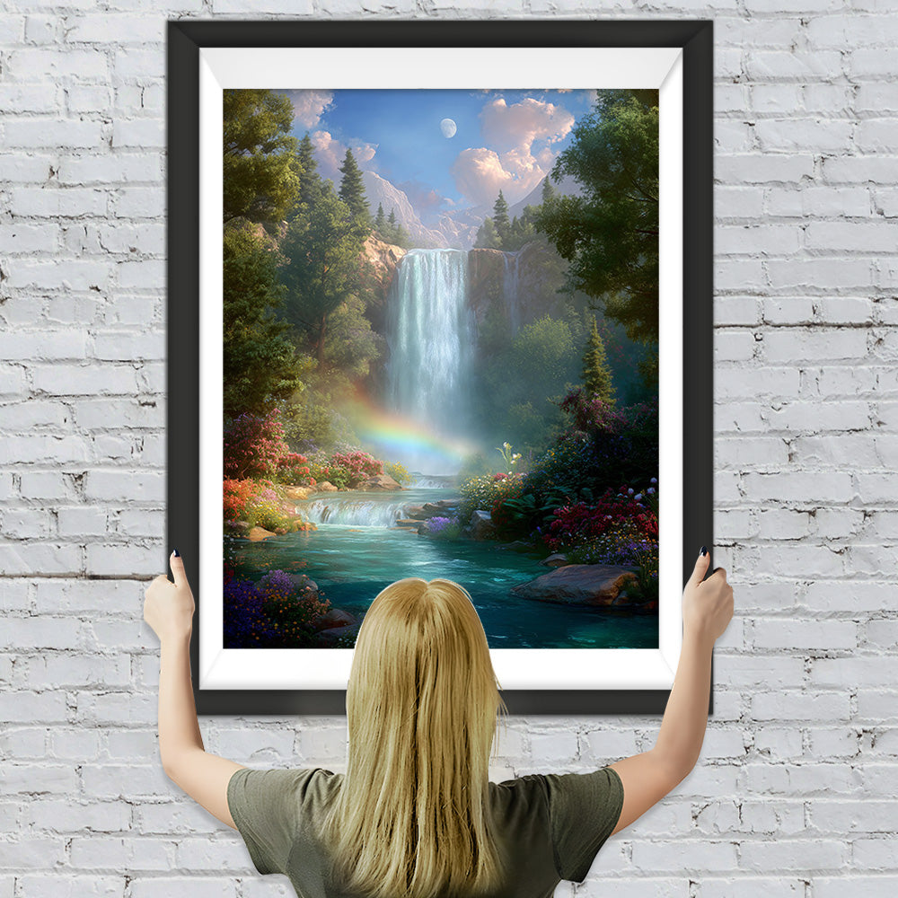 Sommer Regenbogen Wasserfall Diamond Painting