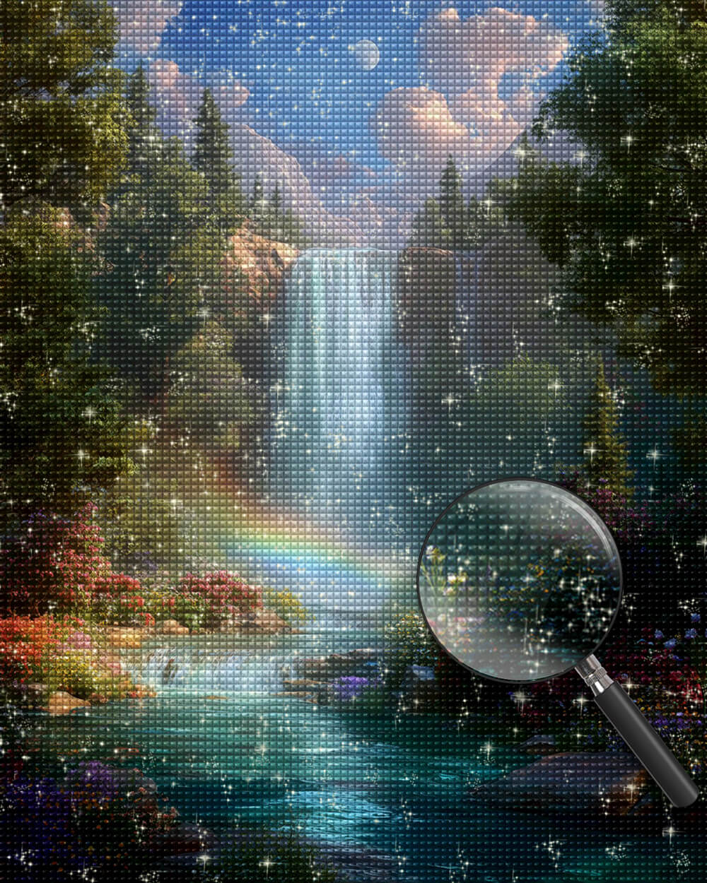 Sommer Regenbogen Wasserfall Diamond Painting