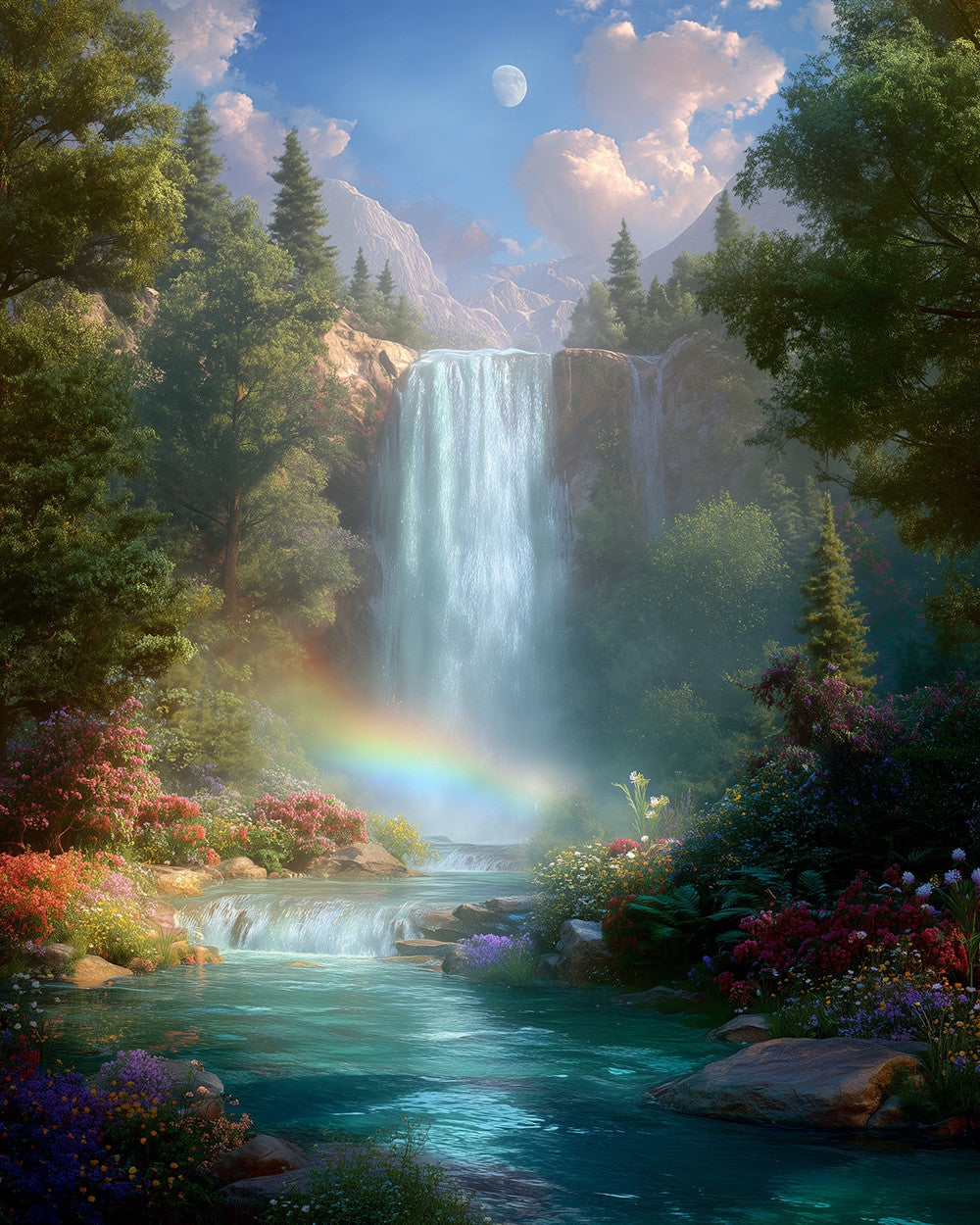 Sommer Regenbogen Wasserfall Diamond Painting