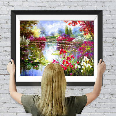 Sommerblumen Teich Diamond Painting