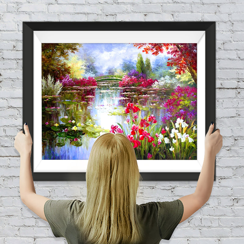 Sommerblumen Teich Diamond Painting