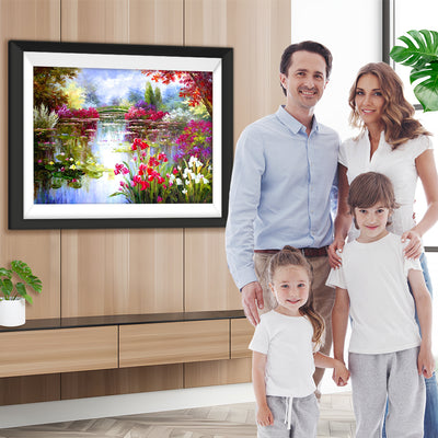 Sommerblumen Teich Diamond Painting
