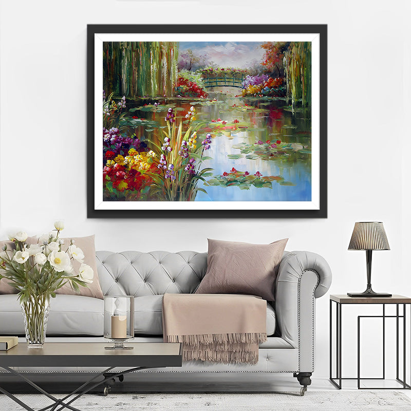 Sommerblumen Teich Diamond Painting