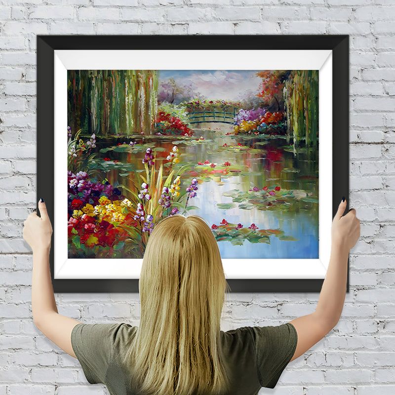 Sommerblumen Teich Diamond Painting