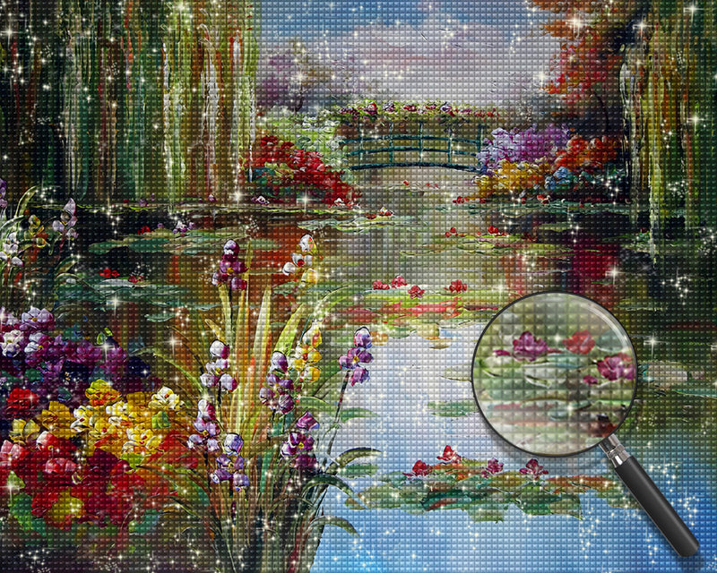 Sommerblumen Teich Diamond Painting