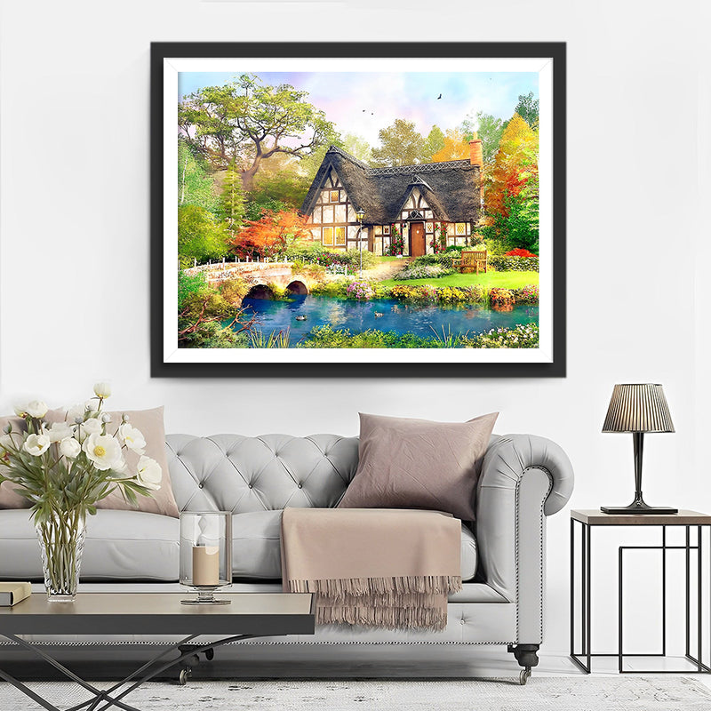 Sommerhäuschen im Wald Diamond Painting