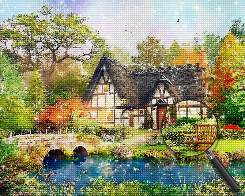 Sommerhäuschen im Wald Diamond Painting