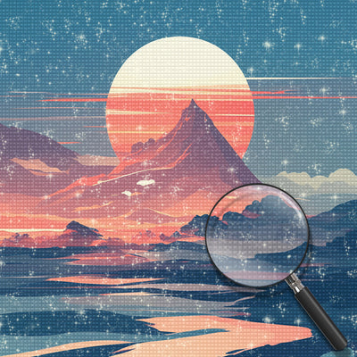 Sonnenaufgang auf dem Gipfel eines Berges Diamond Painting