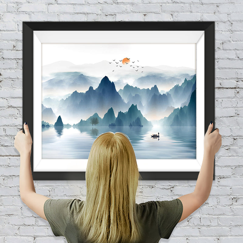 Sonnenaufgang Berg in Tinte Malerei Stil Diamond Painting
