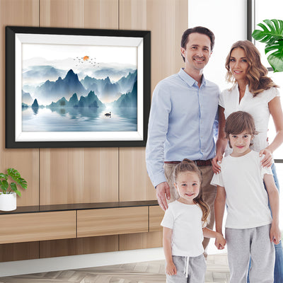 Sonnenaufgang Berg in Tinte Malerei Stil Diamond Painting