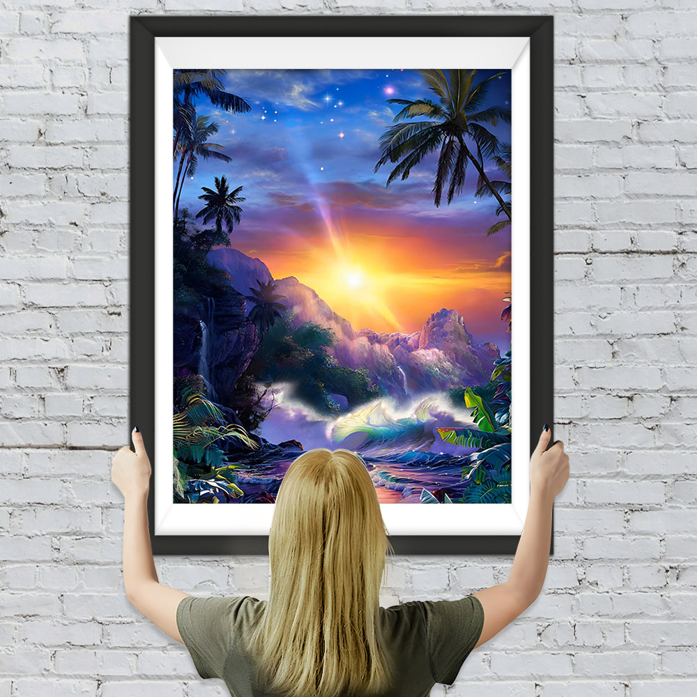 Sonnenaufgang Fluss Dschungel Diamond Painting