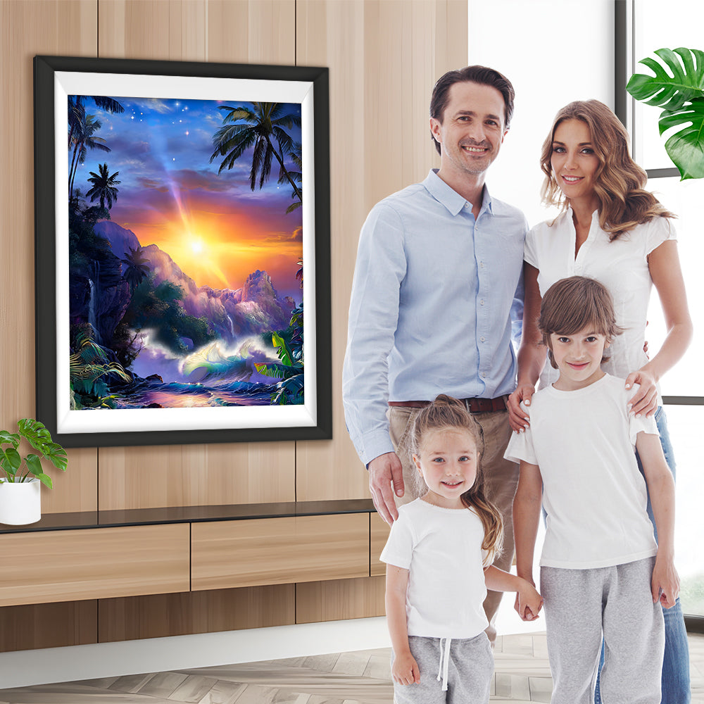 Sonnenaufgang Fluss Dschungel Diamond Painting