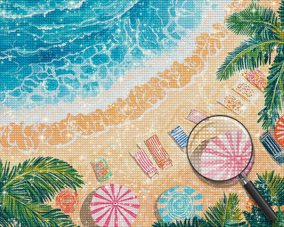 Sonnenbaden am Meer Diamond Painting