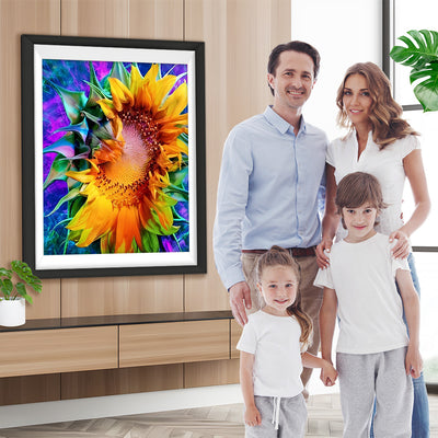 Sonnenblume in lila Fantasiewelt Diamond Painting